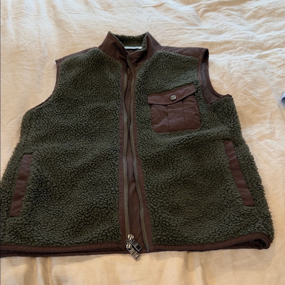 Peter Millar Olive and Chocolate Sherpa Vest